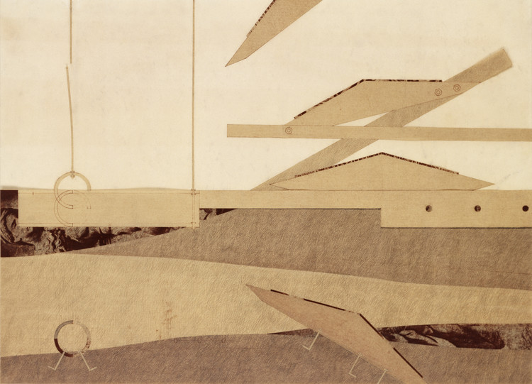 Autor: Edward Arcari Título do Projeto: Construction Site. Curso / AY: Tese, 1985-86. Professores: John Hejduk, Donald Wall, Regi Weile. Imagem Cortesia do Arquivo da Escola de Arquitectura Irwin S. Chanin, The Cooper Union